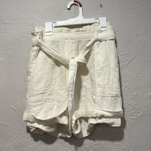 Aerie Off White Gauzy Elastic Waist High Rise Shorts Size XXL